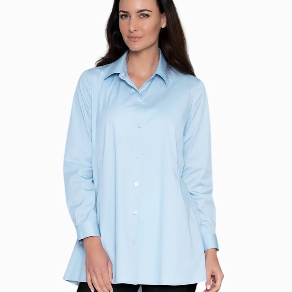 Stella Carakasi Center Stage Shirt in chambray blue organic cotton Sz M